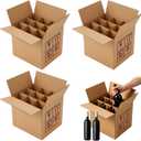 3 Pack Wine Boxes for Moving, 9 Bottle Wine Boxes for Shipping with Cardboard Dividers, Wine Glass Packing Boxes for Moving, Storage, Transport (9.4X9.4X13.7")