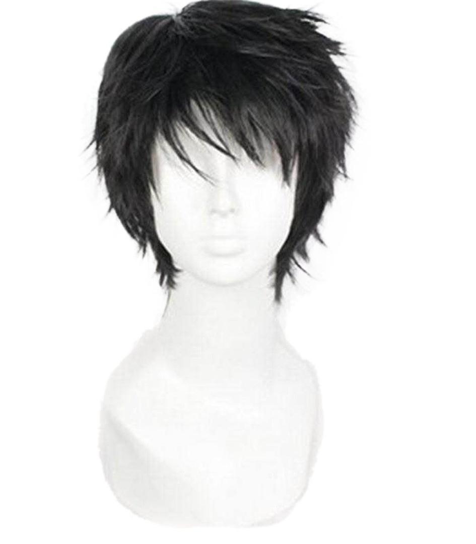 Men Short Black Multifunction Fluffy Layered Cosplay For Men