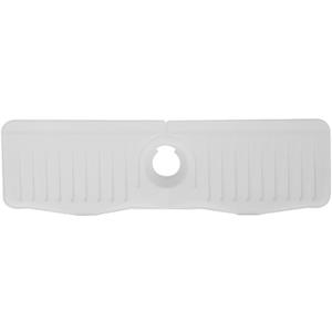 Silicone Sink Splash Guard 20 Inch Extended Ramp Kitchen Faucet Mat Bathroom Kitchen Sink Non-Slip Splashproof Drying Placemat (White, L(20" x 5.7"))