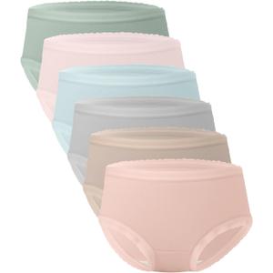 BAMBOO COOL Womens Underwear Soft Lace Panties Hipster Ladies Underpants Full Coverage Briefs, 6-Pack, Size: