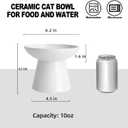6.2 Inch Extra Wide Elevated Ceramic Cat Bowls, Food and Water Bowl Set for Elder Big Cats Small Dogs, Raised Design for Pet Easy Eating, Protect Cat's Spine Set of 2(White)