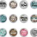 12 Pack Motivational Quote on Rustic Wood Cabinet Knobs Round Drawer Pulls White Dresser Knob Cupboard Door Handles Hardware for Kitchen Bathroom Cabinets