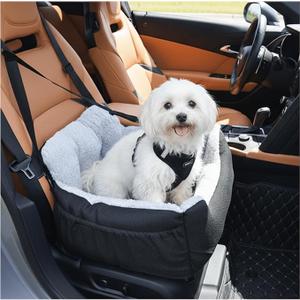 Oiilores Dog Car Seat for Small Dogs,Washable Pet Booster Seats for Car with ClipOn Safty Leash, Reversible Puppy Carseat with Storage Pockets, Travel Carrier Bed for Dogs Under 25 lbs, Grey
