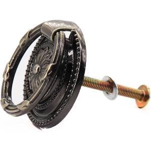 binifiMux 8 Pack Ring Drop Vintage Pulls for Cabinet Dresser Drawer Bookshelves Bronze Tone 37mm Diameter, European Style