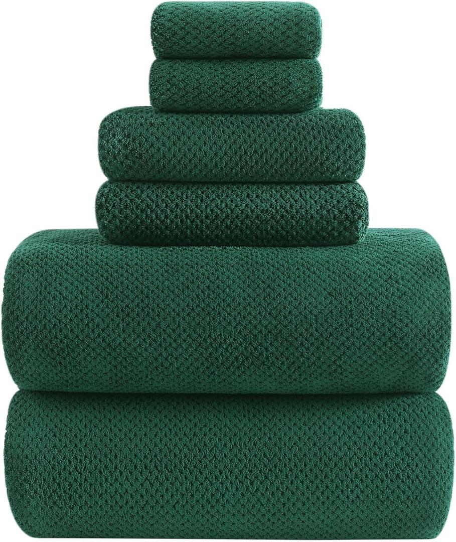 YTYC Towels, 39x78 Inch Oversized Bath Sheets for Adults Luxury Extra Large Bath Towels Sets of 6 Super Soft Shower Towels for Bathroom Microfiber 80% Polyester(Dark Green,6)