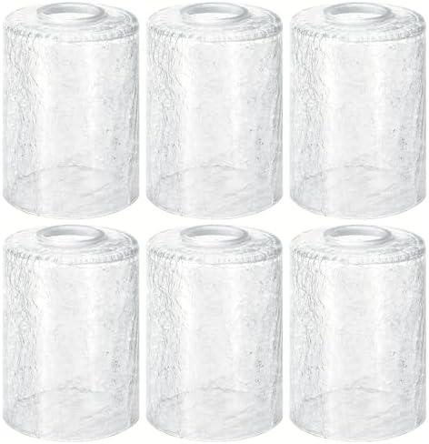 GO&SO 5 Pack Crack Finish Cylinder Glass Lamp Shade, 5.5" Height, 3.94" Diameter, 1.65" Fitter, Clear Lamp Shades Replacement for Industrial Pendant Light/Bathroom Vanity Lamp/Wall Sconce/Chandelier