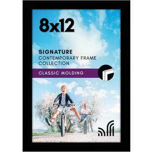 Americanflat 8x12 Picture Frame with Shatter-Resistant Glass - Signature Collection - Gallery-Style Frames Made of Engineered Wood - Photo Frame for Tabletop and Wall Display - Black