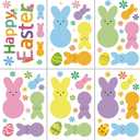 4 x Easter Window Clings, Bunny Rabbit Easter Gel Stickers Decorations Double-Side Window lings for Glass Windows Door Wall Holiday Party Decor