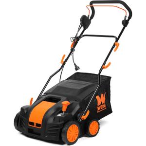 WEN DT1516 16-Inch 15-Amp 2-in-1 Electric Dethatcher and Scarifier with Collection Bag, Black