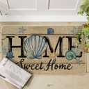 Artoid Mode Sea Shell Home Sweet Home Summer Doormat, Home Decor Low-Profile Switch Rug Door Mat Floor Mat for Indoor Outdoor 17x29 Inch