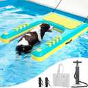 Inflatable Dog Water Ramp, 60"x 40" Extra Large Boat Ramp Floating Dock for Pool Dock Lake Boat, Non-Slip EVA Floating Platform Swimming Float Ladder Steps Pup Plank Pool Ramps for Dogs Up to 240 lbs