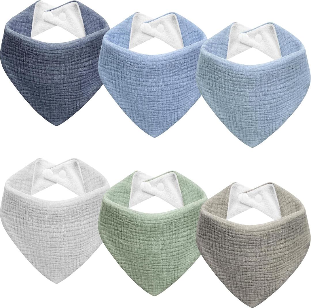 Muslin Baby Bibs Baby Drool Bandana Bibs for Baby Girls Boys Infant Newborn Toddler Drooling and Teething (Macaron Blue)