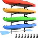 Kayak Storage Rack, Kayak Wall Mount Rack, Kayak Rack for Garage, 4 Tier Adjustable Kayak Racks for Hanging Indoor Outdoor Holds 400 LBS