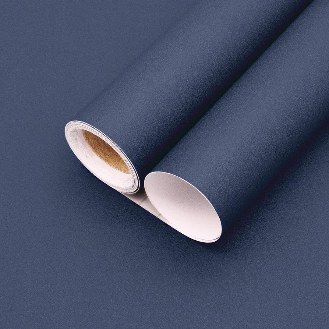 Yancorp 24"x394"/32.8' Matte Gray Blue Peel and Stick Wallpaper Removable Contact Paper for Cabinets Self-Adhesive and Drawers Stick on Wall Paper for Bedroom Kitchen