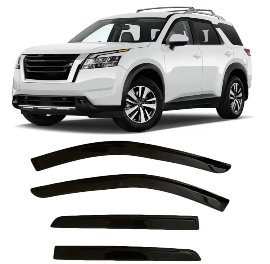 2022-2025 Tape-On Rain Guards for Nissan Pathfinder Side Window Visor Deflectors S SV SL Platinum Rock Creek Smoke Tinted Vent Shades 2023 2024