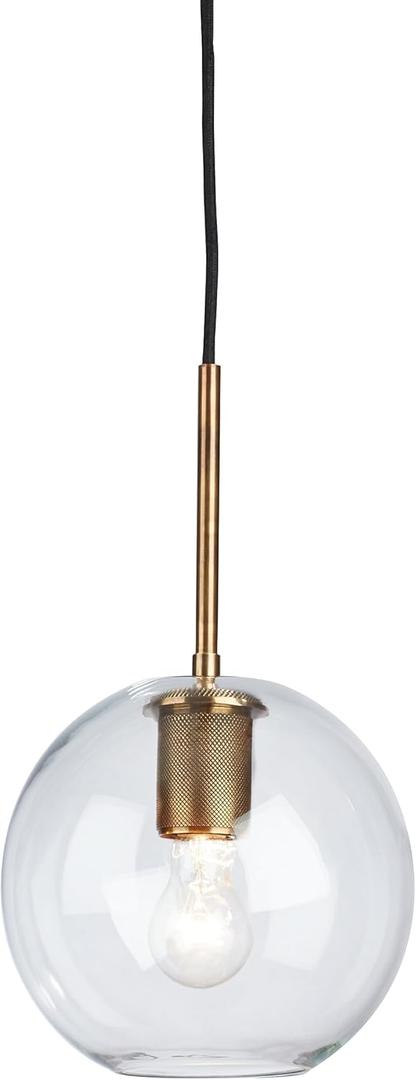 Signature Design by Ashley Cordunn Modern Glass Pendant Light, Brass (9"W x 9"D x 15"H, Glass & Metallic)