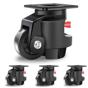 Nefish Leveling Casters Wheels with Ratchet Arm 6600 LBS, Heavy Duty Retractable Caster Wheel, Plate Swivel Workbench Castors, Durable Nylon Wheels & Leveling Feet for Machine, Industrial, Equipment