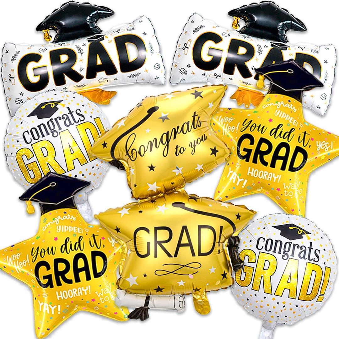 2 x 7 PCS Graduation Balloons, Congrats Grad Balloons Graduation Cap Balloon Diploma Balloon for College High School Graduation Party Decorations 2026 Indoor Outdoor