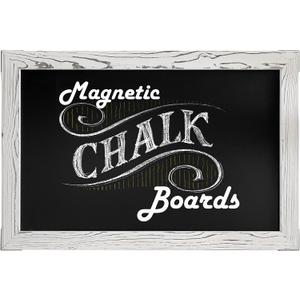 Loddie Doddie Magnetic Chalk Board - 20 x 30 in White Rustic Frame - Smooth Erasable Surface & Chalkboard Sign - Magnetic Boards for Walls & Photo Display - Chalk Calendar & Kitchen Menu Display