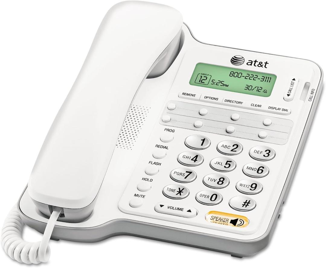 AT&T CL2909 Corded Phone with Speakerphone and Caller ID/Call Waiting, White