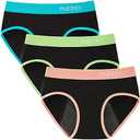 INNERSY Period Underwear for Teens Girls Cotton Leak-Proof Menstrual Panties 3-Pack, Large