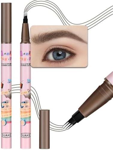 2Pcs 4-Tip 3D Microblading Eyebrow Pen - Waterproof, Long-Lasting, Smudge Proof and Natural-Looking Brows (Grey Brown, 2pcs)