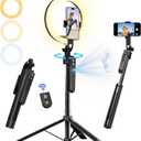 70.9" Auto Face Tracking Tripod with 360 Rotation & 10" Ring Light, Phone Tripod & Selfie Stick with Remote for Cell Phone 4"-7", Motion Sensor for Live Stream Vlog Video Recording