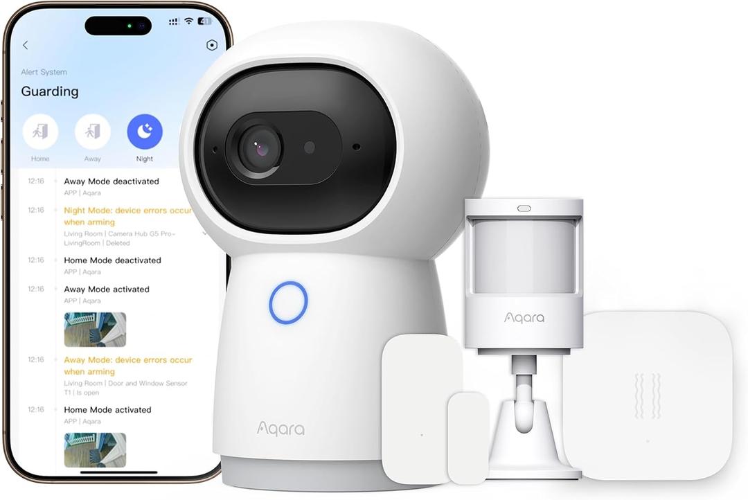Aqara Camera Protect Kit Y100-4 Piece Wireless Home Security System with 2K Camera Hub G3, 3 Smart Sensors, HomeGuardian, Local Automation & 24/7 Alerts, Supports HomeKit, Google Home, Alexa