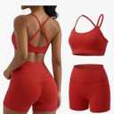 YOINS Workout Sets for Women 2 Piece Halter Sports Bra High Waisted Biker Shorts Gym Yoga Outfits (S)