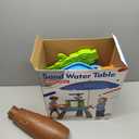 Kids Sand Water Table for Toddlers with Umbrella/Water Pumb, 3-Tier Outdoor Water Sand Play Table Beach Toys, Summer Splash Activity Sensory Table Party Birthday Gift for Kids 3 4 5 6 7 8 (Cyan)