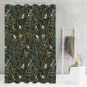 Faux Linen Vintage Floral Shower Curtain Black and Green Botanical Heavy Duty Bathroom Decor Curtain Dark Herbs Plants Shower Curtain Sets 72Wx72H Waterproof