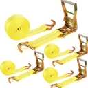 4 Pack 2 Inch Ratchet Straps Heavy Duty 20ft Tie Down Straps Ratchet with Double J Hook, 10000 LBS Break Strength, Cargo Ratchet Straps for Moving, Truck, Trailers, Motorcycles, Kayaks, Car Roof