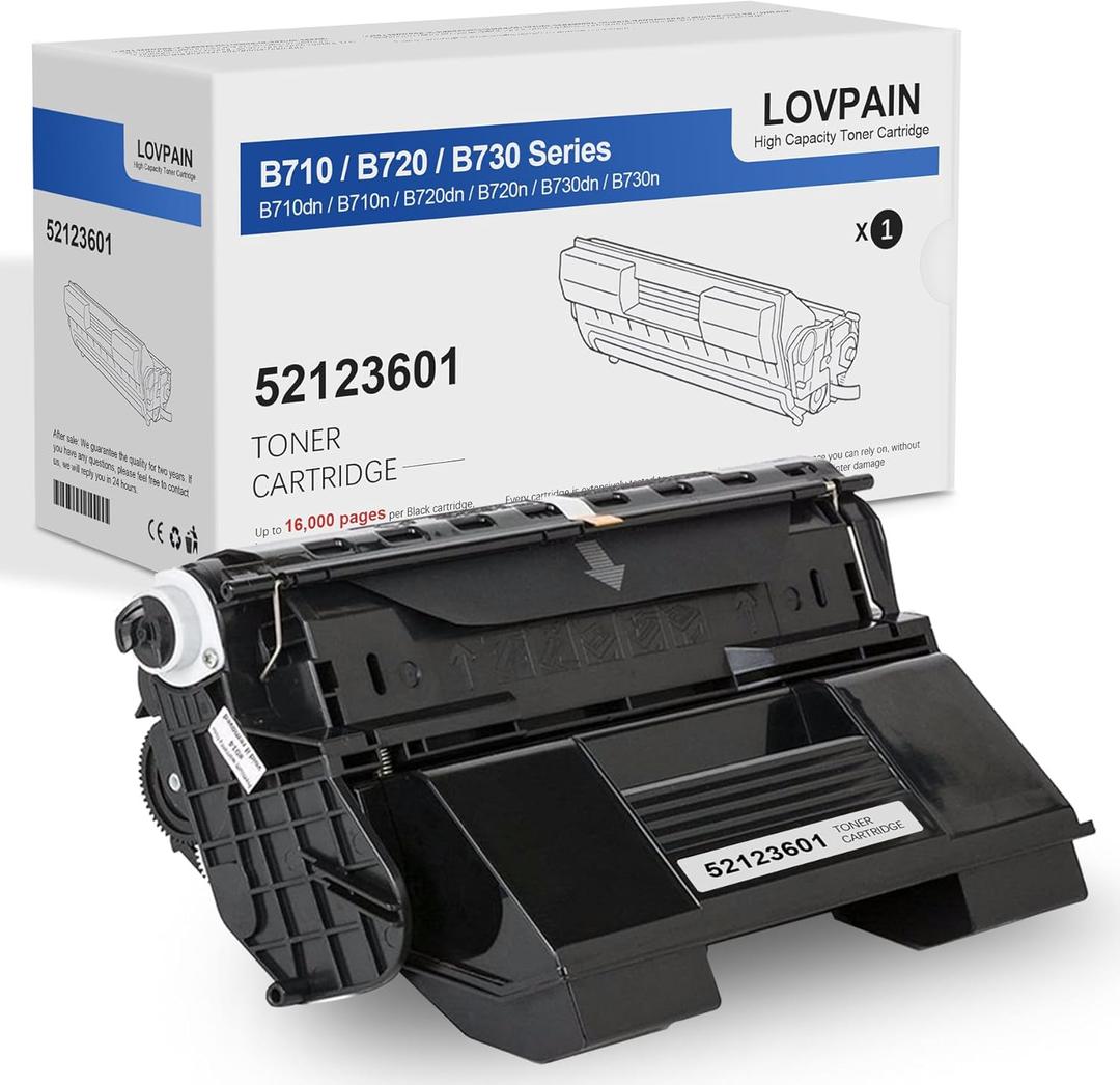 B710/B720 High Capacity 52123601 Black Toner Cartridge 1 Pack - LOPAIN Compatible Toner Replacement for OKI B710dn B710n B720dn B720n B730 B730dn B730n Printer