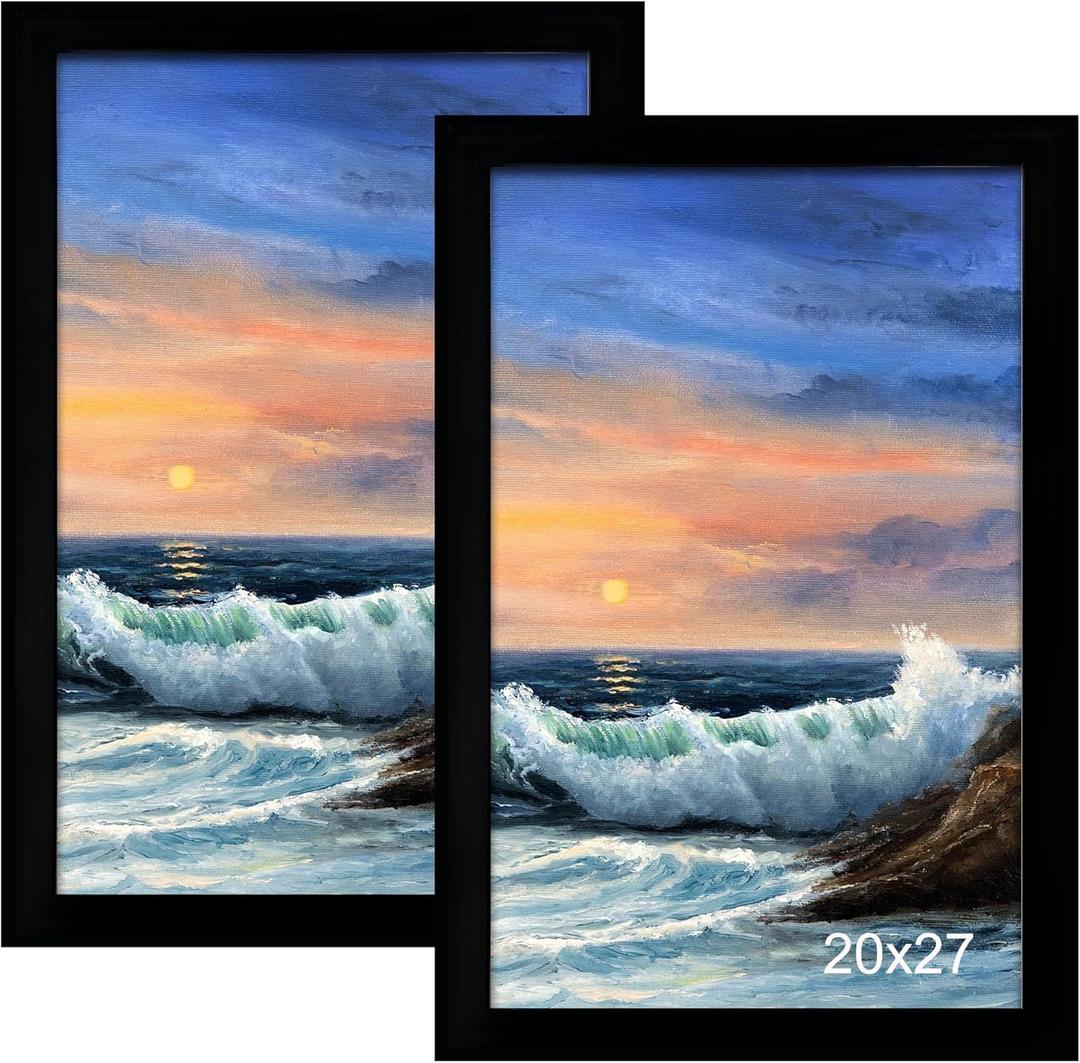 LUCKYLIFE 20x27 Picture Frame, Wall Hanging Puzzle Poster Frames, Display Pictures 20 x 27 without Mat, Pack of 2, Black