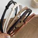 WOVOWOVO 5 Pcs Thin Leather Headbands for Women, Cute Knotted Head Bands for Womens Hair Womens Headbands Fashion Black Brown White Headband for Womens Hair Accessories