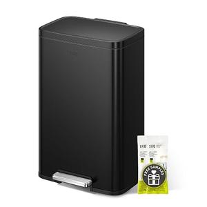 EKO Madison Matte Black Stainless Steel 13.2 Gal/50L Kitchen Step Trash Can or Recycling Bin, Removable Inner Liner, Soft Close Lid, Fingerprint Resistant Finish