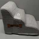 Romrol Dog Stairs Ramp for Beds Couches, Extra Wide Pet Steps with Durable Non-Slip Waterproof Fabric Cover, Dog Slope Stairs for Small Dogs and Cats or Pets Friendly, 3-Tiers, 13 Inch,Light Grey