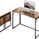 JOYMOOP 40" Rustic Brown Folding Desk No Assembly, Wooden Top, Middle Size, 40" Width