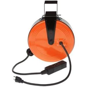 HDX 30 Feet Self Retracting Cord Reel with 3 Outlets, 16 Gauge