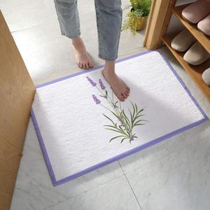 Bathroom Rug Bath Mat, Lavender Summer Flower Minimalist Art Purple White Absorbent Non Slip Soft Microfiber Shaggy Plush Bath Rugs for Shower, 18x30 Inch
