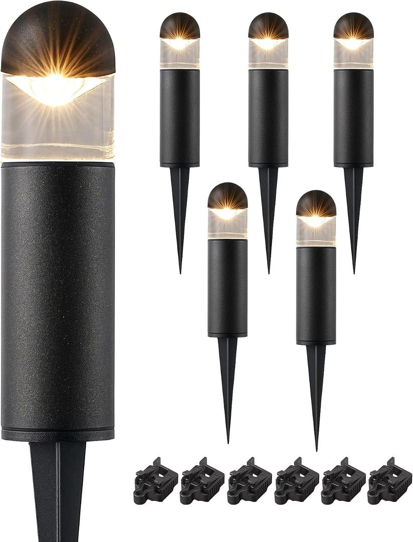 EDISHINE Low Voltage Landscape Lighting, 12V 3W 3000K Warm White, Electric Outdoor Bollard Lights with Connectors, Waterproof LED Pathway Driveway Walkway Lights Wired for Yard Garden