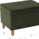 HomePop 24" Dinah Collection Storage Ottoman - Loden Green Velvet, 18"D x 24"W x 18"H