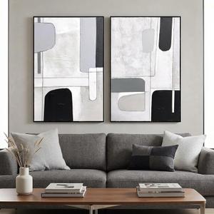 SAFERRYHOME Abstract Textured Hand Painted Wall Art,3D Textured, 24"x36"x2
