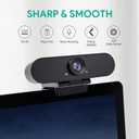 1080p Webcam with Dual Stereo Microphones & Privacy Cover, Full HD USB Desktop Web Computer Camera with Auto Light Correction for Video Conferences, Compatible with Windows & Mac, PC & Laptop