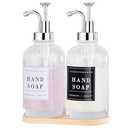 Dish and Hand Soap Dispenser for Kitchen, Glass Soap Dispenser with Pump,Tray,Funnel, Set of 2 Countertop Soap and Lotion Dispenser for Bathroom,Shower,500ml/16.9oz,