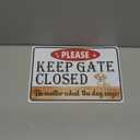 Beware of Dog Signs for Fence, Please Keep Gate Closed No Matter What The Dog Say Metal Tin Sign for Yard, Funny Rustic Home Decor, No Soliciting Pet Warning Signs 8x12 Inch