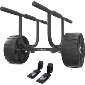 GanFindX Heavy-Duty Aluminum Kayak Cart 8/11" Solid Airless Wheels, 450LBS Weight Capacity, Easy Detachable Assembly & Adjustable Width Kayak Dolly, Suitable for Kayak and Canoe