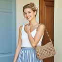 Herald Small Summer Crossbody Bags for Women, Beach Handmade Straw Woven Pocketbooks Handbag Shoulder Purse