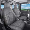 Huidasource Seat Covers for Dodge RAM, Waterproof Leather Seat Cover for 2009-2018 RAM 1500, 2010-2025 2500/3500 Crew Mega Cab, 2019-2025 1500 Classic Only, Fits Curved Split Bench (Full Set/Gray)