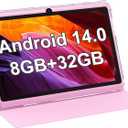 PEICHENG Android 14.0 Tablet 7", RAM 8GB(3+5Expand)+32GB ROM Tablets, Dual Camera, 1024 x 600 IPS Display Screen, 1TB Expand, Tablet with Case (Pink)